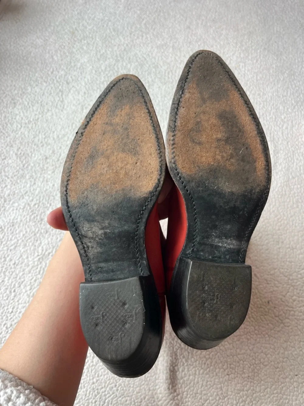 VINTAGE JUSTIN RED / ORANGEY COWGIRL BOOTS WOMENS 6 - Picture 8 of 8